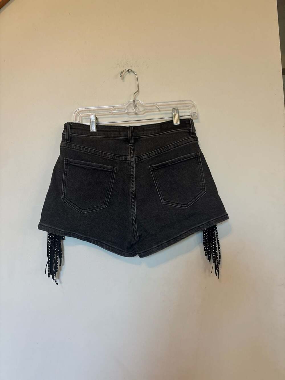 Rock & Roll Denim Women's High Rise Studded Fringe Shorts, Size W 26 - Picture 5 of 6